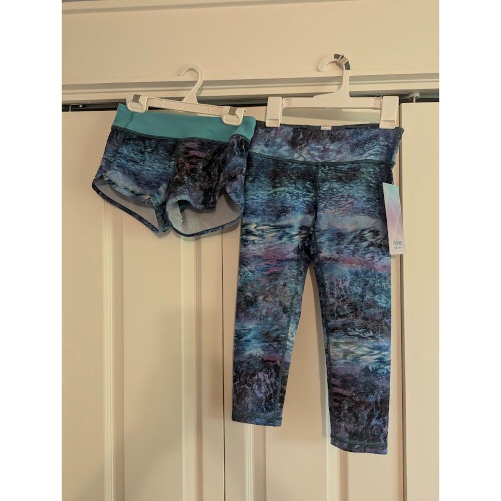 Ivivva by Lululemon NWT Crops + EUC Speed Shorts 10/8 blue purple